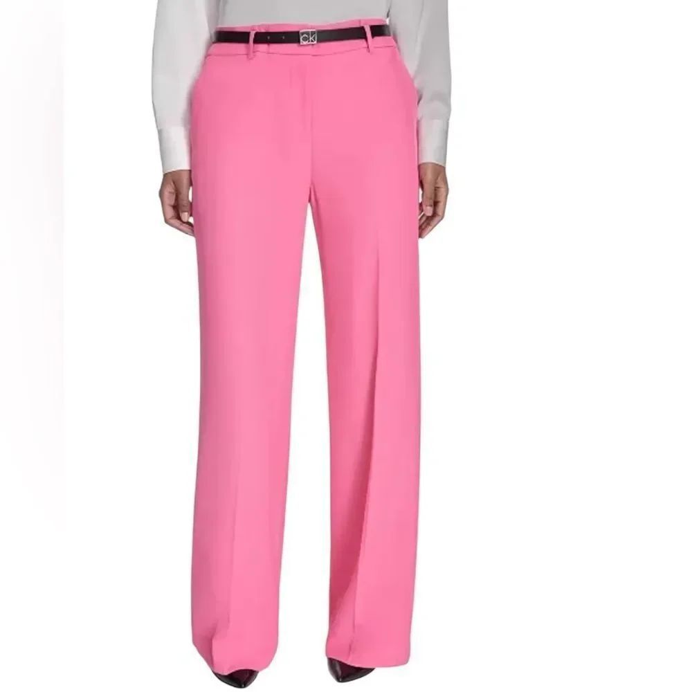 Calvin Klein Pink Wide Leg Belted Waist Pants(Size 4)